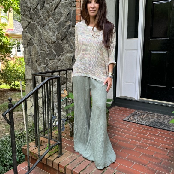 38 MADE IN ITALY LINEN PALAZZO PANTS - Picture 5 of 5